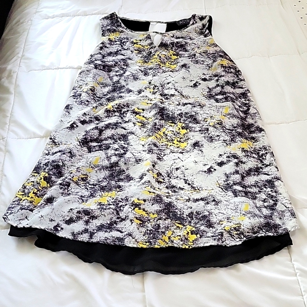 ASTR womens size L black/ white/ yellow tank top